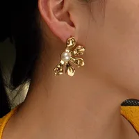 2 Pieces Set Exaggerated Rock Sweet Flower Asymmetrical 304 Stainless Steel Acrylic 18K Gold Plated Ear Studs main image 1