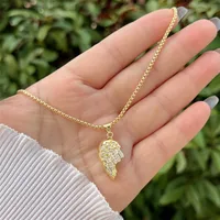 Copper Cable Chain Box Chain 18K Gold Plated Inlay Moon Wings Zircon Pendant Necklace main image 6