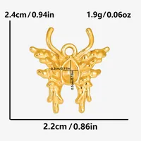 1 Piece 24 * 22mm 304 Stainless Steel 18K Gold Plated Butterfly Pendant Jewelry Accessories sku image 2