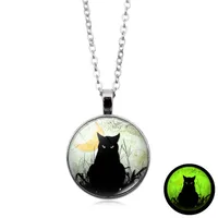 Black Cat Luminous Necklace Women Jewelry Luminous Crystal Glass Pendant Necklace  Creative Small Gift Wholesale main image 5