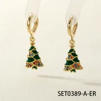 Copper 18K Gold Plated Christmas Tree Jewelry Set sku image 1