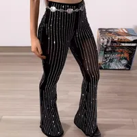 Women's Party Street Sexy Streetwear Glittery Full Length Diamond Casual Pants sku image 1