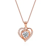 Sterling Silver Box Chain Diamond Heart Shape Pendant Necklace sku image 2