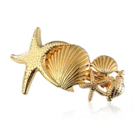 Women's Beach Sweet Starfish Conch Shell Alloy Shell Pearls Hair Claws sku image 6