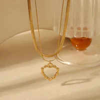 Wholesale Jewelry Elegant Simple Style Commute Heart Shape 304 Stainless Steel 18K Gold Plated Pendant Necklace main image 2