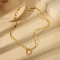 Wholesale Jewelry Elegant Simple Style Commute Heart Shape 304 Stainless Steel 18K Gold Plated Pendant Necklace sku image 4