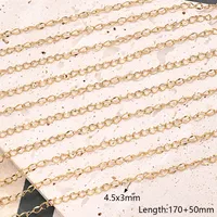 10 Strands/Package 304 Stainless Steel 18K Gold Plated Cable Chain Snake Chain Figaro Chain Polished Length: 170 50mm Length: 190 50mm Length:230+50mm Jewelry Accessories main image 5