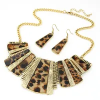 New  European And American Fashion Retro Leopard Necklace Sweater Chain Set Chain Jewelry Set main image 2