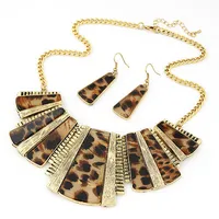 New  European And American Fashion Retro Leopard Necklace Sweater Chain Set Chain Jewelry Set sku image 1