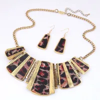 New  European And American Fashion Retro Leopard Necklace Sweater Chain Set Chain Jewelry Set sku image 4