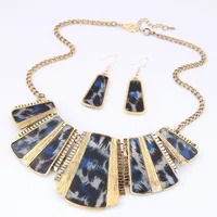 New  European And American Fashion Retro Leopard Necklace Sweater Chain Set Chain Jewelry Set sku image 3