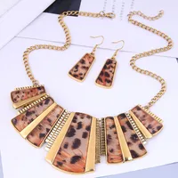 New  European And American Fashion Retro Leopard Necklace Sweater Chain Set Chain Jewelry Set sku image 2