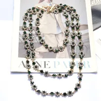 Style Exaggerated Jewelry Multi-layer Pearl Crystal Gem Necklace Long Sweater Chain Accessories sku image 3