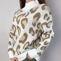 Animal Print Semi-turtleneck Sweater   Autumn And Winter Fashion Trend Loose Special Animal Print Sweater main image 3