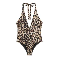 Spring And Summer New   Women's Animal Print Printed Neck Swimming Trunks Leopard Print Slim-fit Jumpsuit main image 1