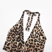 Spring And Summer New   Women's Animal Print Printed Neck Swimming Trunks Leopard Print Slim-fit Jumpsuit main image 2