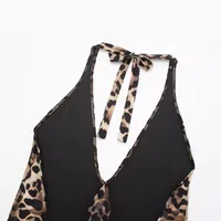 Spring And Summer New   Women's Animal Print Printed Neck Swimming Trunks Leopard Print Slim-fit Jumpsuit main image 3