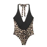 Spring And Summer New   Women's Animal Print Printed Neck Swimming Trunks Leopard Print Slim-fit Jumpsuit main image 4