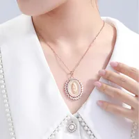 Xuping Jewelry  Fashion Copper Inlaid Zircon Oval Madonna Pendant Religious Jewelry Accessories Personality Necklace Women main image 3