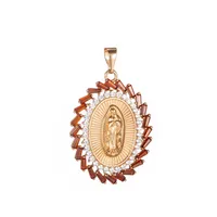 Xuping Jewelry  Fashion Copper Inlaid Zircon Oval Madonna Pendant Religious Jewelry Accessories Personality Necklace Women main image 5