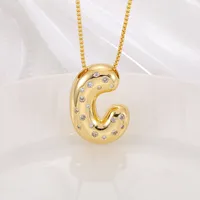 New Copper Inlaid Zircon Smooth Chubby 26 English Letter Pendant Plated 18k Gold Personality Letter Necklace sku image 3