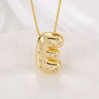 New Copper Inlaid Zircon Smooth Chubby 26 English Letter Pendant Plated 18k Gold Personality Letter Necklace sku image 5