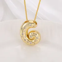 New Copper Inlaid Zircon Smooth Chubby 26 English Letter Pendant Plated 18k Gold Personality Letter Necklace sku image 7