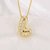 New Copper Inlaid Zircon Smooth Chubby 26 English Letter Pendant Plated 18k Gold Personality Letter Necklace sku image 12