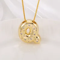 New Copper Inlaid Zircon Smooth Chubby 26 English Letter Pendant Plated 18k Gold Personality Letter Necklace sku image 17