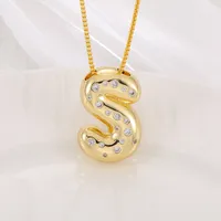 New Copper Inlaid Zircon Smooth Chubby 26 English Letter Pendant Plated 18k Gold Personality Letter Necklace sku image 19