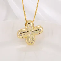 New Copper Inlaid Zircon Smooth Chubby 26 English Letter Pendant Plated 18k Gold Personality Letter Necklace sku image 24