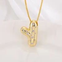 New Copper Inlaid Zircon Smooth Chubby 26 English Letter Pendant Plated 18k Gold Personality Letter Necklace sku image 25