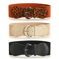 Waist Cover   Dress Women's Belt Leather Buckle Animal Print Elastic Wide Belt Women main image 5