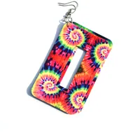 PU Geometry Earrings Leather Earrings  Style Sunflower Snake Tie Dye Flamingo Leopard Earrings Stainless Steel sku image 2