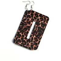 PU Geometry Earrings Leather Earrings  Style Sunflower Snake Tie Dye Flamingo Leopard Earrings Stainless Steel sku image 17