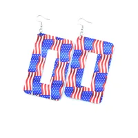 PU Geometry Earrings Leather Earrings  Style Sunflower Snake Tie Dye Flamingo Leopard Earrings Stainless Steel sku image 20