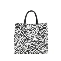 Canvas Women's Bag  New Korean-style Animal Pattern Internet Popular Tote Bag Simple Design Canvas Mending Class Bag For College Students sku image 2