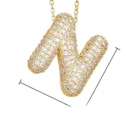 26 English Letter Necklace  Copper Gold Plated Micro-inlaid Zircon Pendant Fashion Jewelry  Hot Sale Clavicle Chain sku image 29