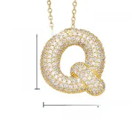 26 English Letter Necklace  Copper Gold Plated Micro-inlaid Zircon Pendant Fashion Jewelry  Hot Sale Clavicle Chain sku image 35