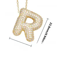 26 English Letter Necklace  Copper Gold Plated Micro-inlaid Zircon Pendant Fashion Jewelry  Hot Sale Clavicle Chain sku image 37