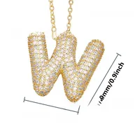 26 English Letter Necklace  Copper Gold Plated Micro-inlaid Zircon Pendant Fashion Jewelry  Hot Sale Clavicle Chain sku image 47