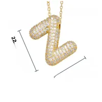 26 English Letter Necklace  Copper Gold Plated Micro-inlaid Zircon Pendant Fashion Jewelry  Hot Sale Clavicle Chain sku image 53