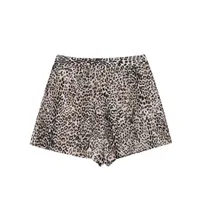 Women's Summer Fashionable High Waist Pleated Design Linen Blended Animal Print Casual Shorts 8023407 main image 5