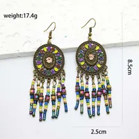 1 Pair Retro Bohemian Round Leaves Tassel Plating 304 Stainless Steel 18K Gold Plated Stainless Steel Earrings main image 5