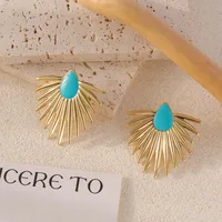 1 Pair Elegant Exaggerated Sun Enamel Plating Iron Gold Plated Ear Studs main image 1