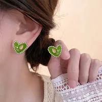 1 Pair Sweet Heart Shape Flower Tulip Enamel Inlay Alloy Pearl Ear Studs main image 3