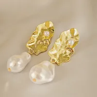 1 Pair Elegant Irregular Plating Inlay Alloy Pearl Gold Plated Drop Earrings sku image 1