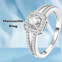 0.5ct Moissanite Engagement Ring Fine Jewelry Sterling Silver Round Brilliant Cut Moissanite Halo Ring Engagement Wedding Rings main image 6