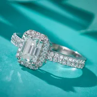 Custom 1/2/3/4/5 Ct Emerald Cut VVS D Moissanite Diamond Ring 925 Sterling Silver White Gold Plated Engagement Ring Jewelry main image 1