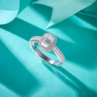 Custom 1/2/3/4/5 Ct Emerald Cut VVS D Moissanite Diamond Ring 925 Sterling Silver White Gold Plated Engagement Ring Jewelry main image 5